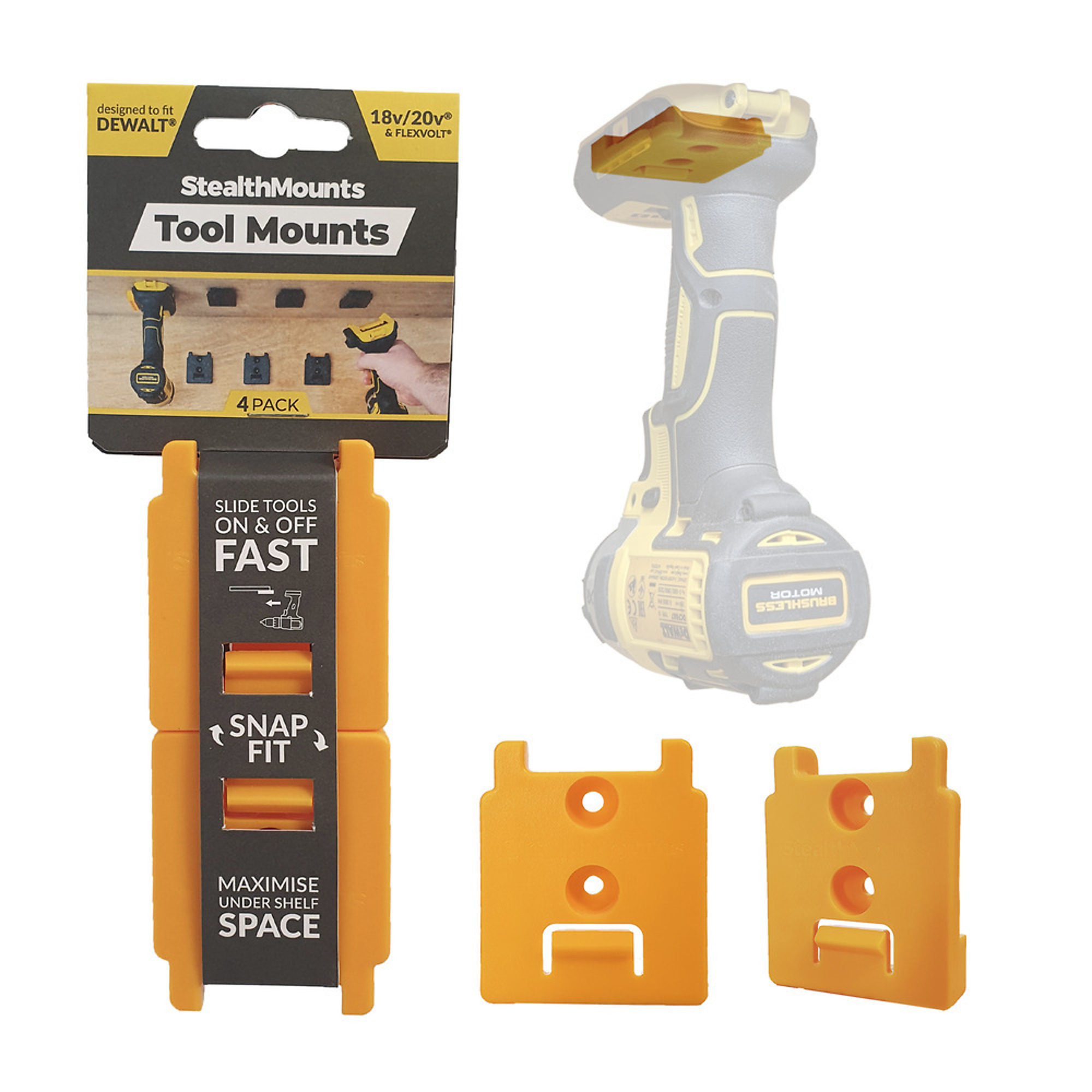 Tool Mounts compatible with DeWalt 20v/60v (4 pack)